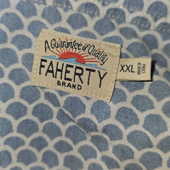 Faherty Mens Fishscale Redux Short Sleeve Stretch Playa Button Down Shirt XXL - Picture 4 of 5